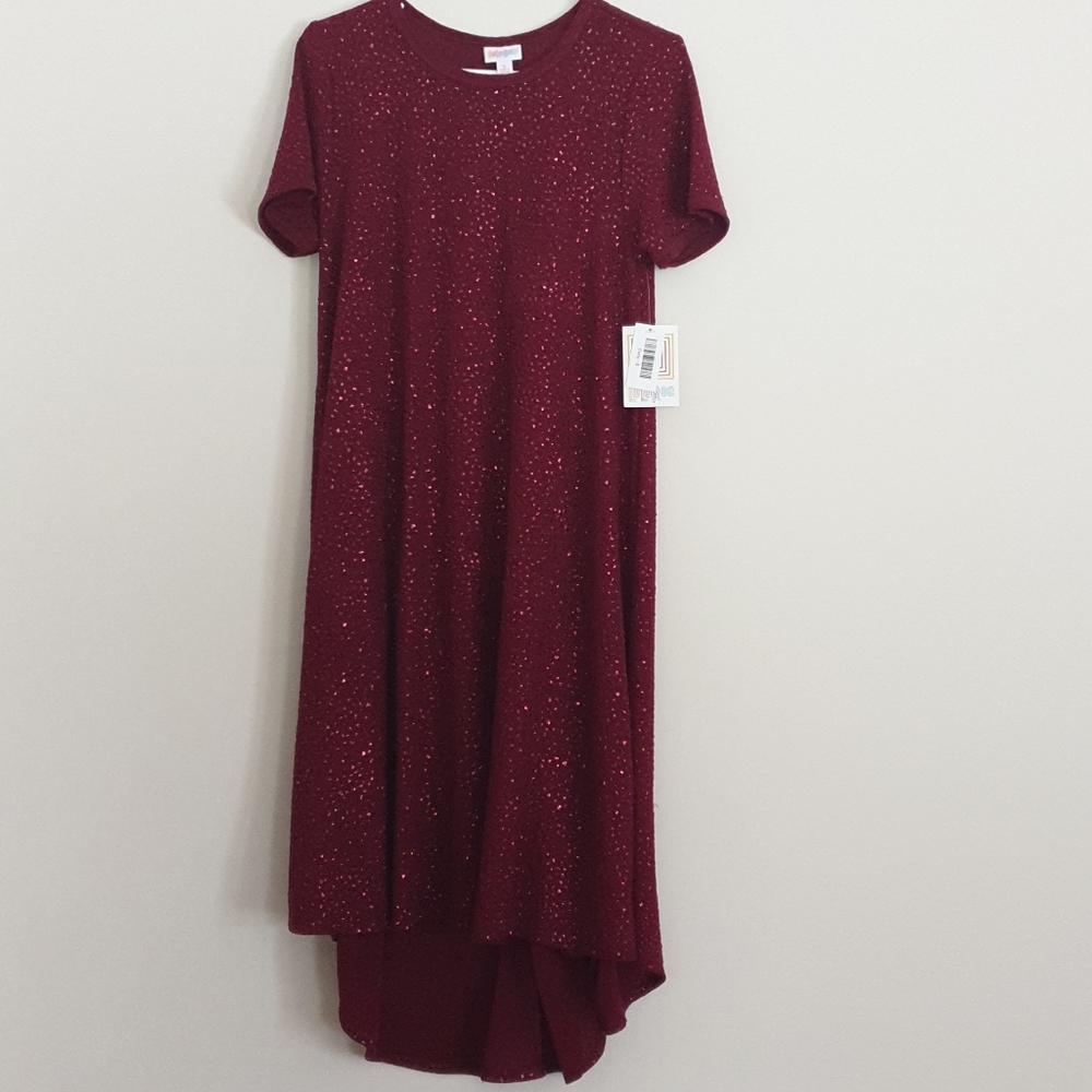 LulaRoe Sparkle Maroon Dress